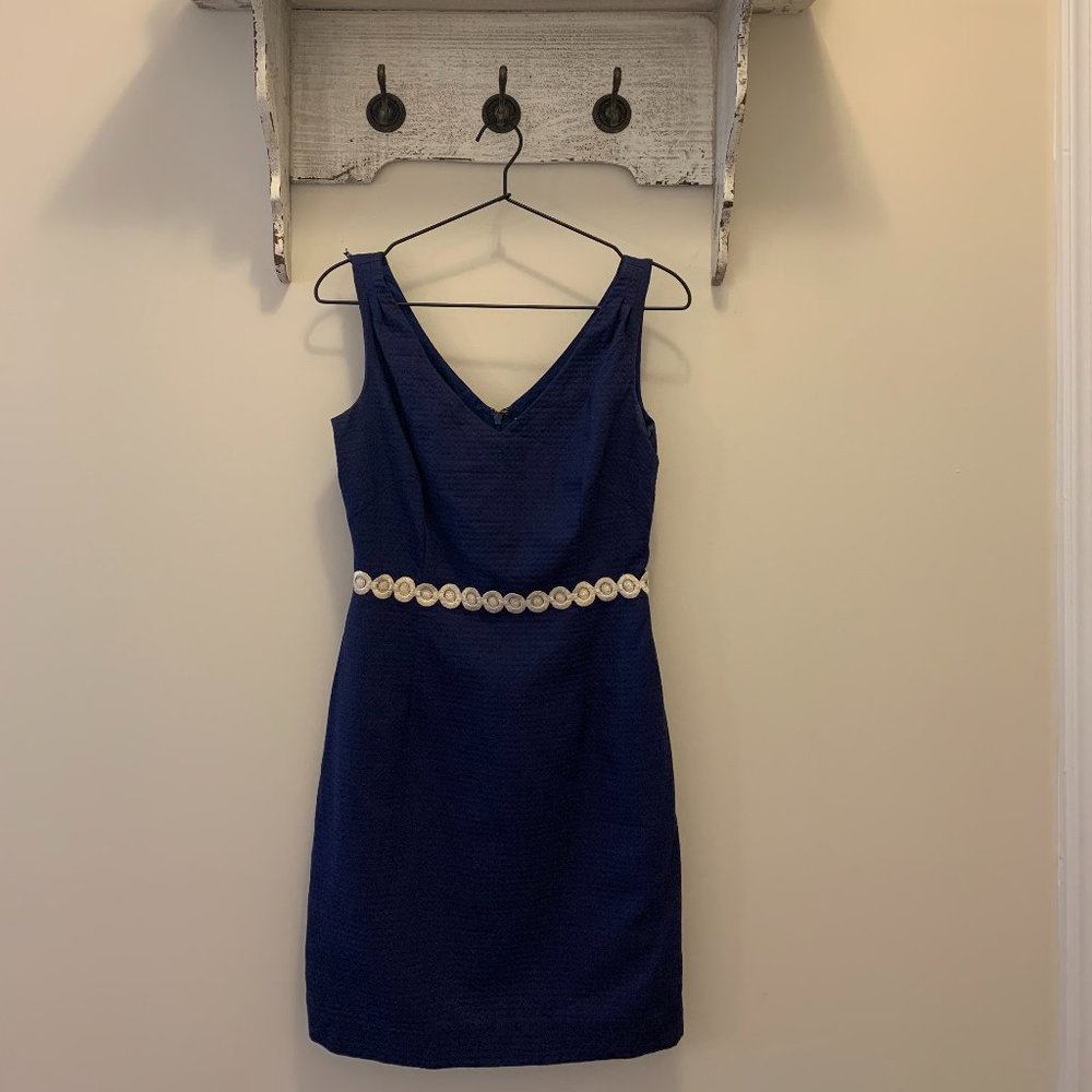 Lilly Pulitzer V-Neck Navy Jacquard Dress